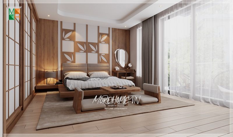 Bộ bàn ghế trà bệt mang hơi hướng phong cách của nhật sự đơn giản nhẹ nhàng tạo nên bầu không khí dễ chịu.